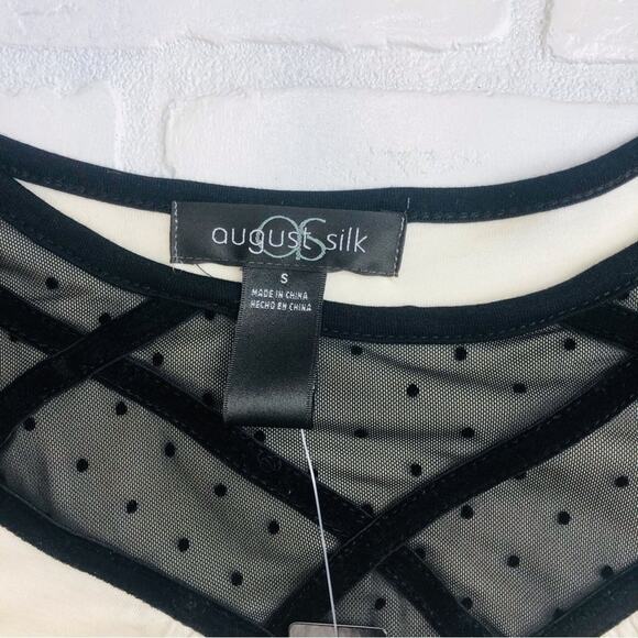 NWT August Silk Cream and Black Lace Top - Picture 7 of 16